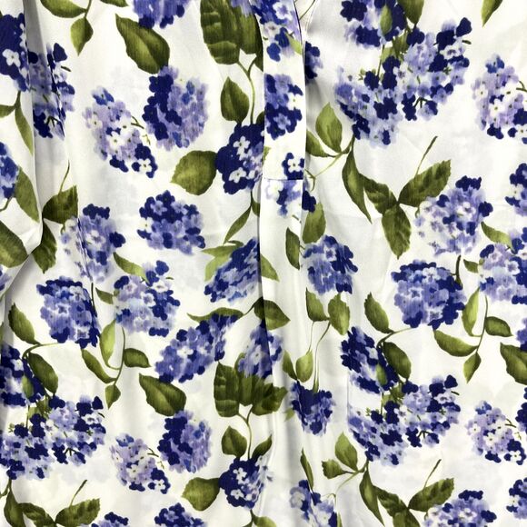 Tahari Top Womens Plus 2X White Purple Floral Boho Semi sheer Shirt Blouse Tunic - Picture 7 of 16